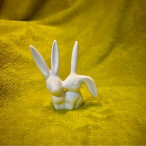 Creative Co-Op Bunny Ring Holder, White Ceramic Jewelry Dish, Gift Ready